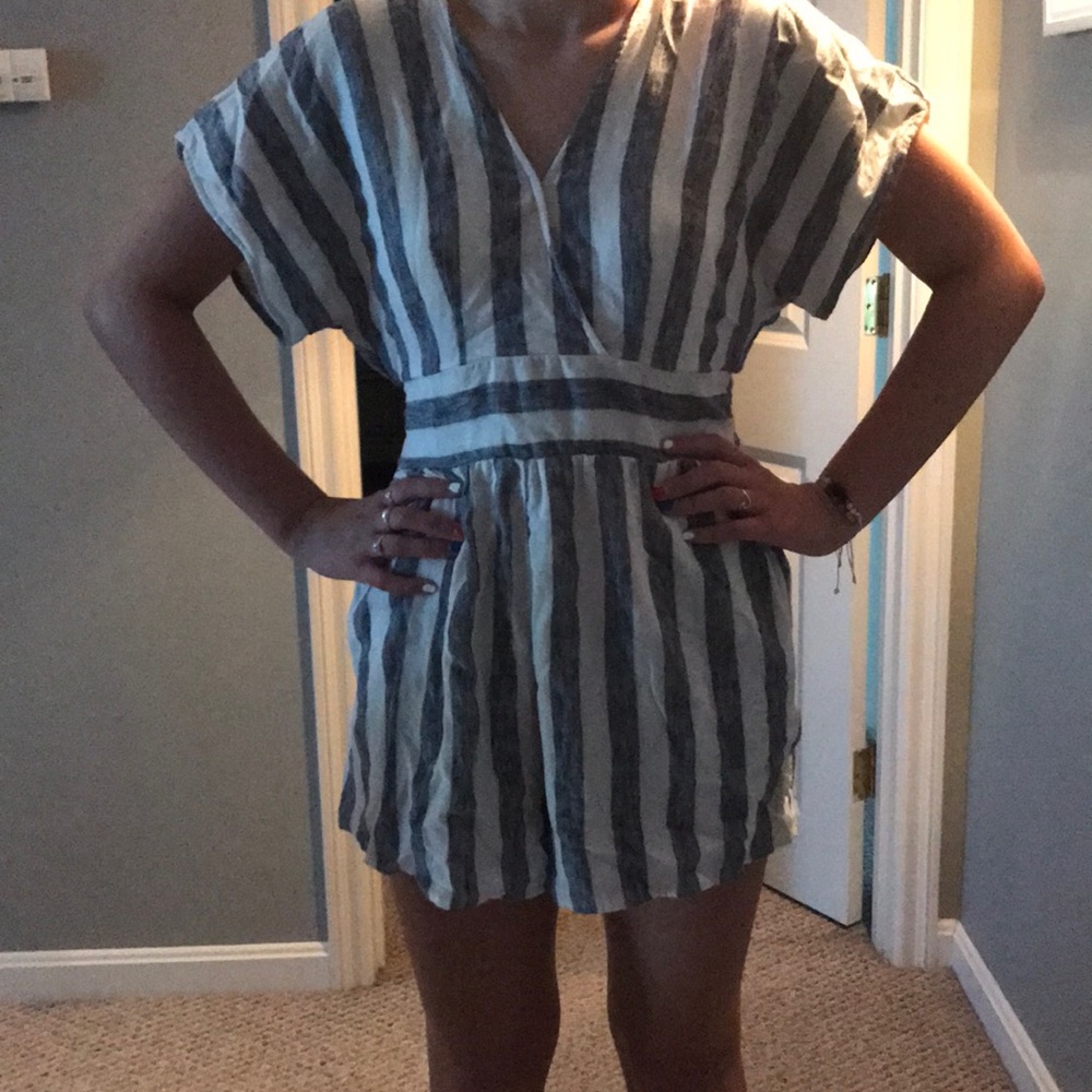 Gray and White romper